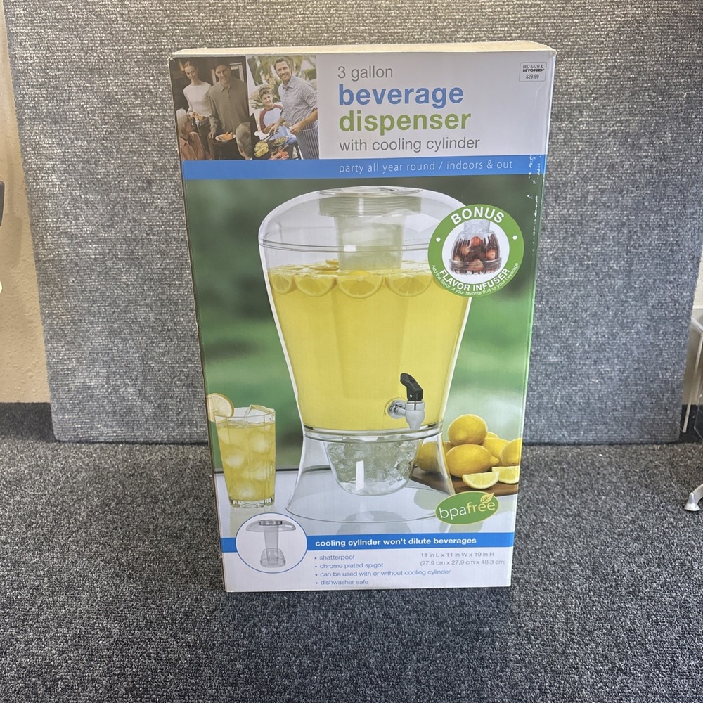 Creative Ware~3 Gal Beverage Dispenser w/Cooling Cylinder~Inddor/Outdoor
